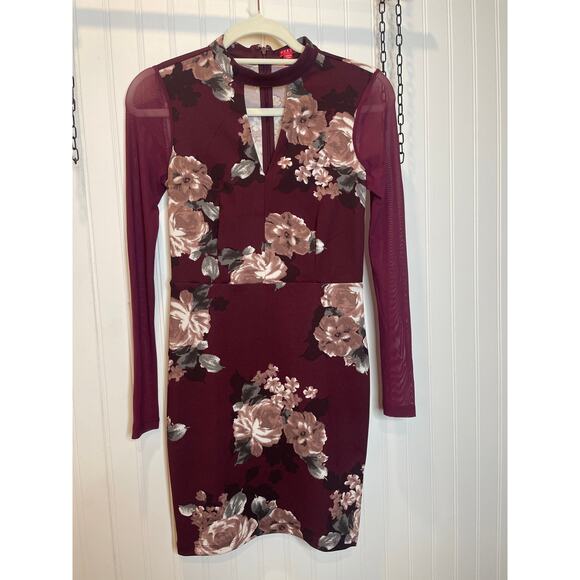 Y2K Guess Whitney Mesh Inset Mini Dress Color Regal Plum Multicolor Size XS - Picture 2 of 6